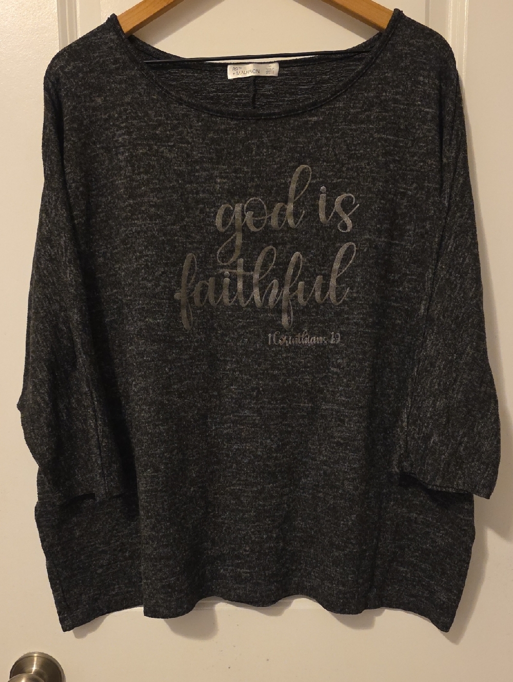 God Is Faithful Charcoal Knit Women’s Sweater